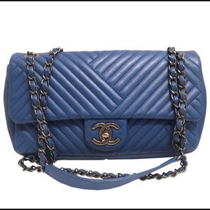 CHANEL Authentic CC Blue Lambskin Bag